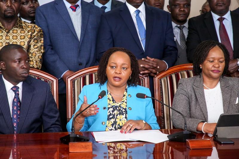 Council of Governor Chairperson Anne Waiguru adressing the media.